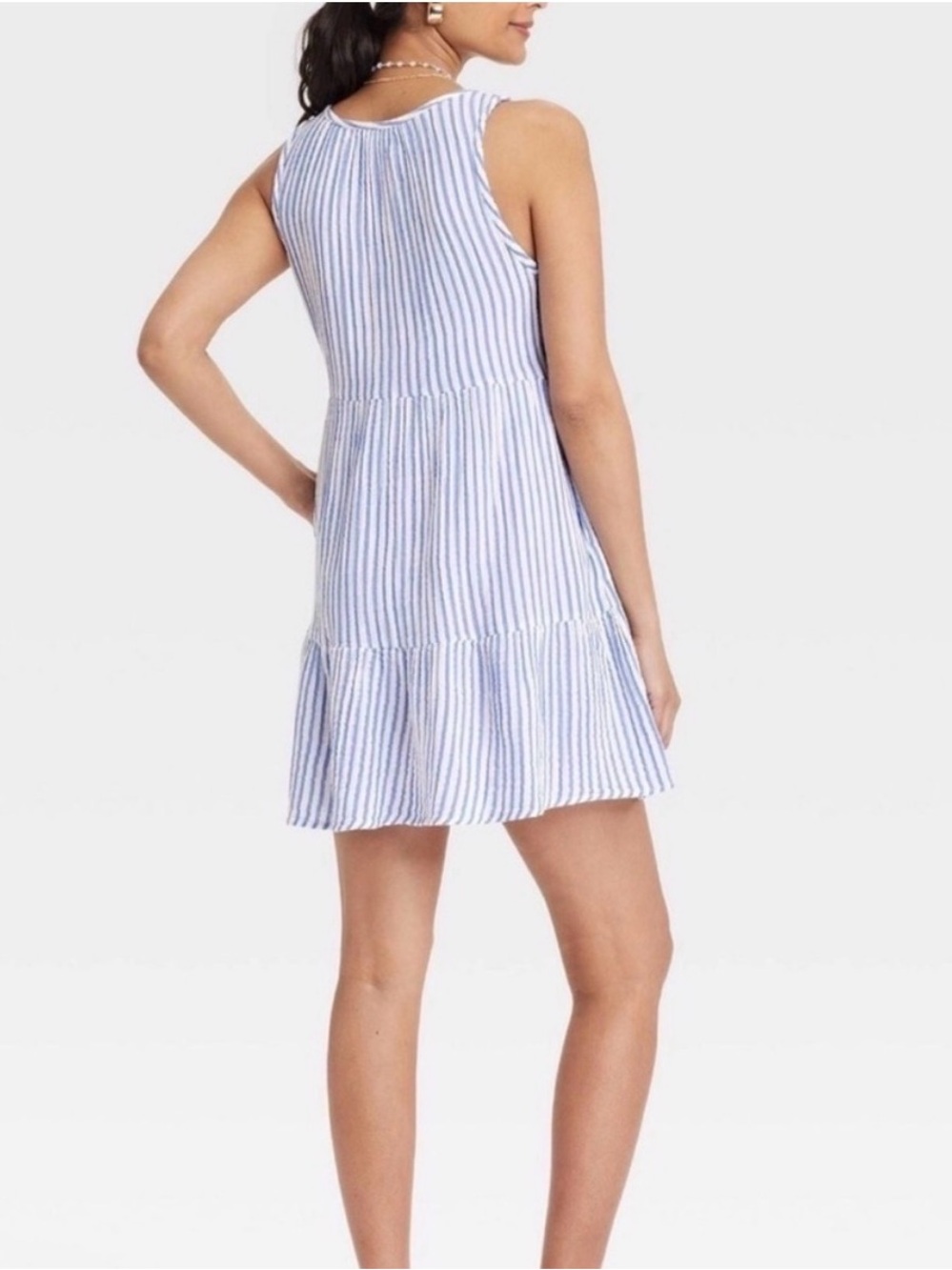 Universal Thread 100% Cotton Blue & White Stripe Sun Dress - Picture 2 of 6